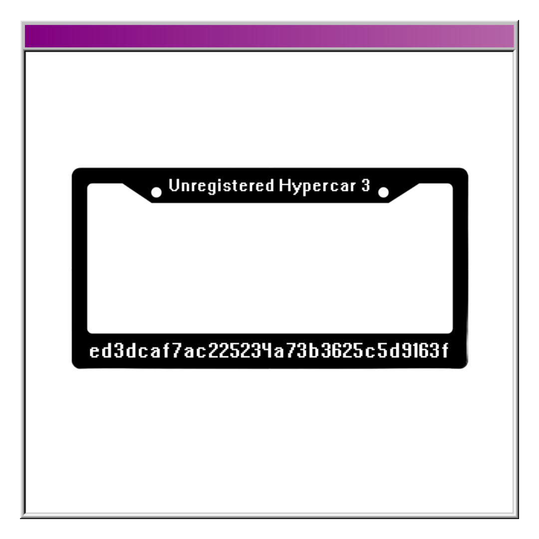 DEADERRORS Unregistered Hypercar 3 License Plate Frame