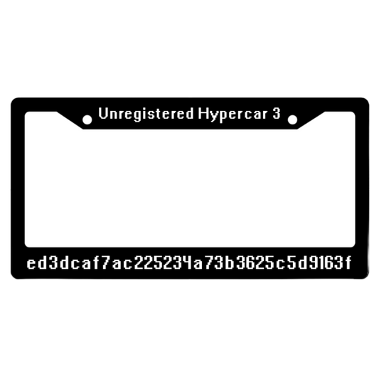 DEADERRORS Unregistered Hypercar 3 License Plate Frame